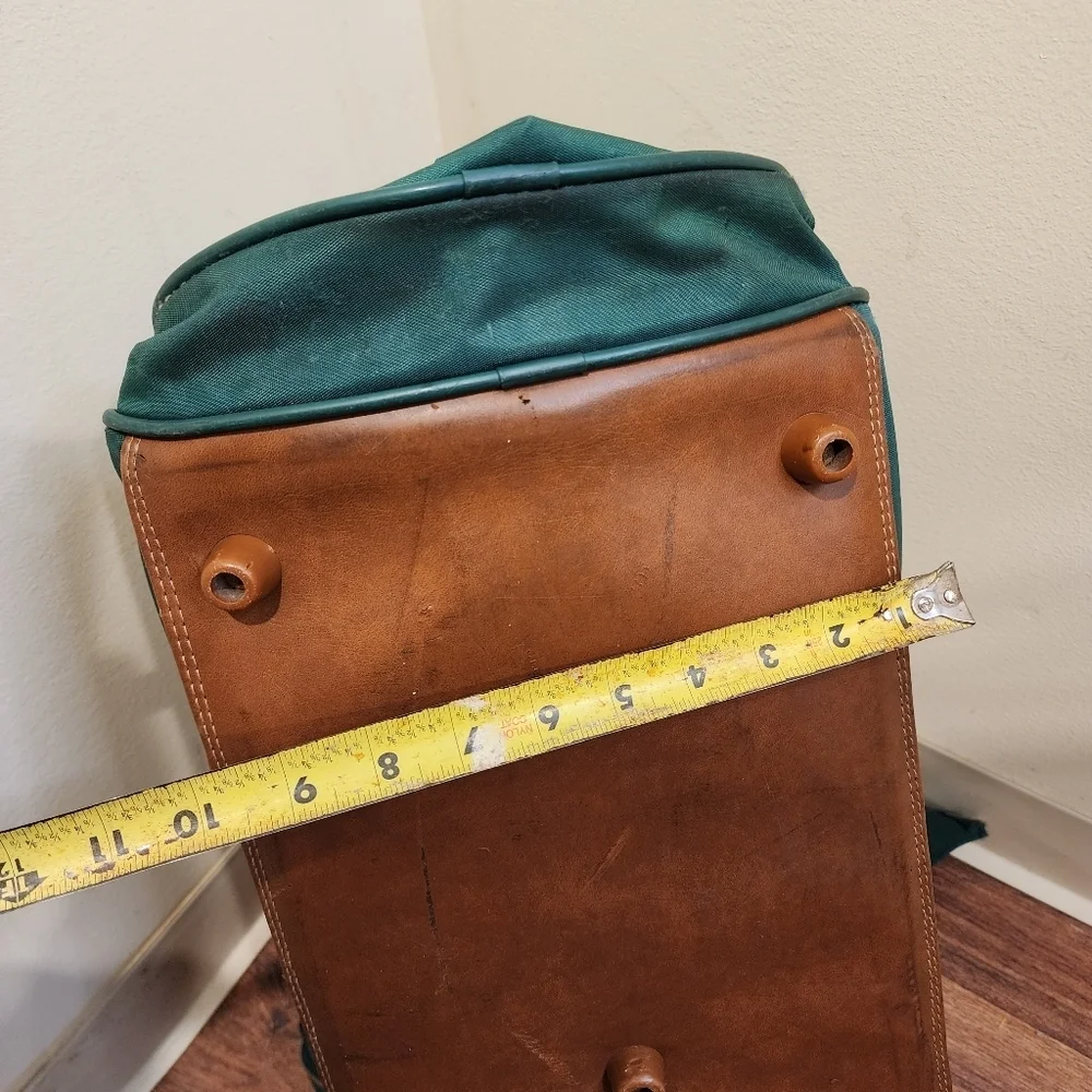 Jaguar Vintage Set Of 2 Travel Bags Teal Duffel Bag with Tan Straps